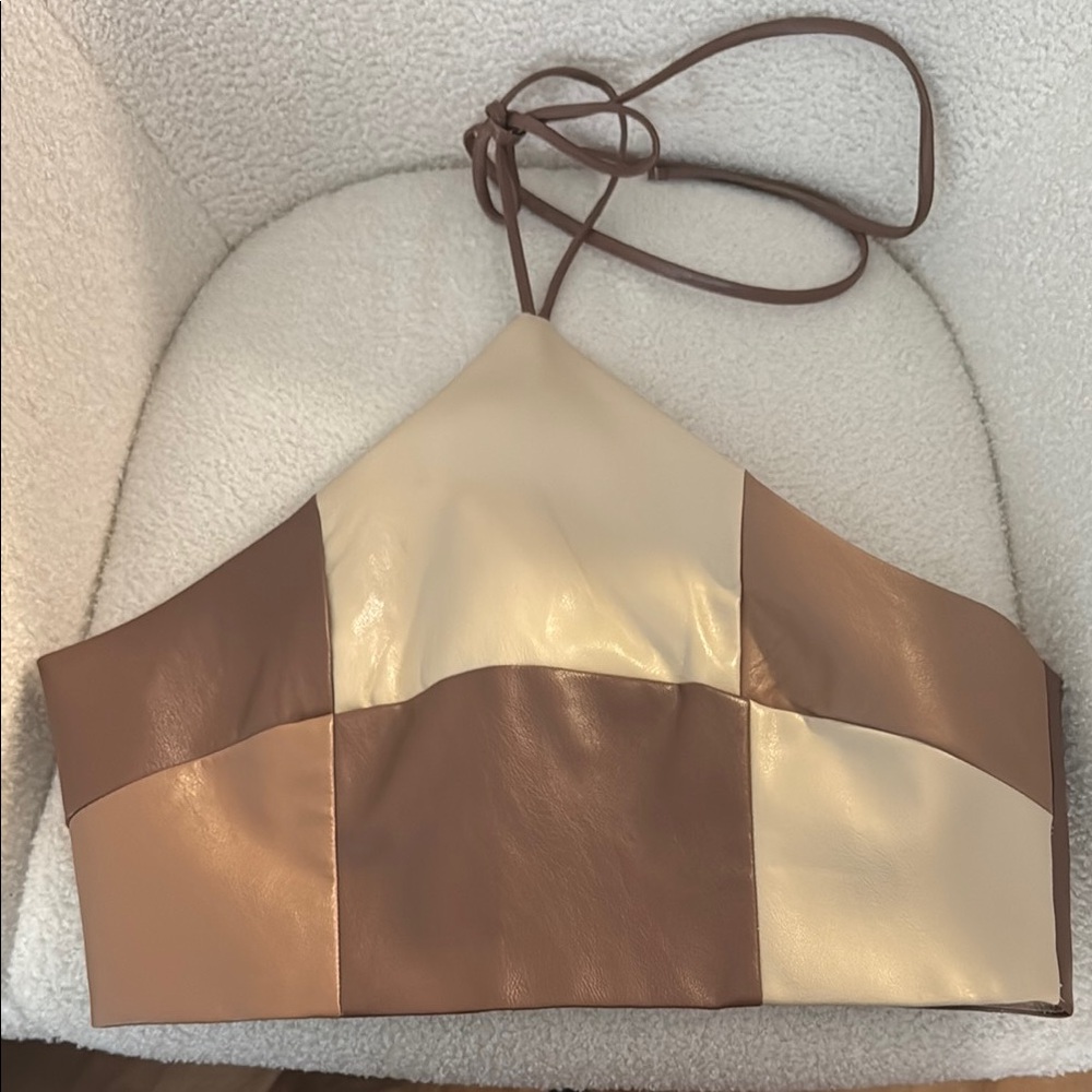 Brown and Cream Halter Top